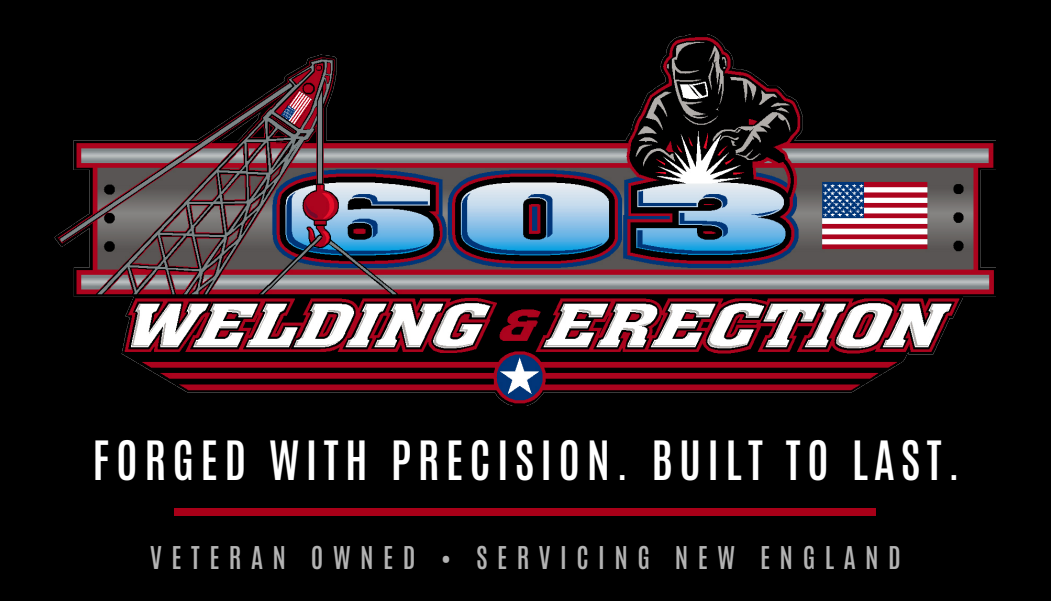 Front of the 603 Welding and Erection business card, logo on black